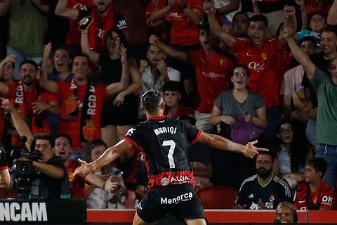 La Liga, Real Madrid vs Mallorca: Mallorca's Vedat Muriqi celebrates after scoring his side's first goal against Real Madrid